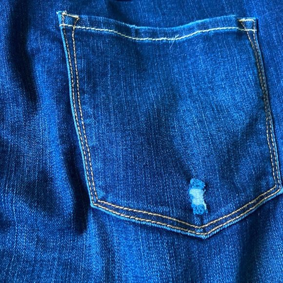 Bootlegger Blue Jean Denim Mini Skirt Dark Wash Frayed Y2K Size 30 - Picture 6 of 6